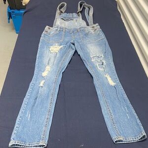 Rue21 Light Blue Distressed Denim Overalls